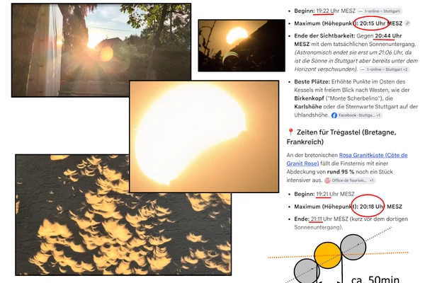 Sonnenfinsternis Abgleich Coastal-Explorer zu Tr&eacute;gastel